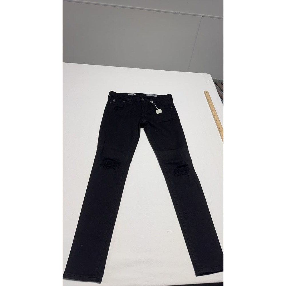 AG Adriano Goldschmied The Legging Ankle Black Distressed Skinny Jeans Size 27